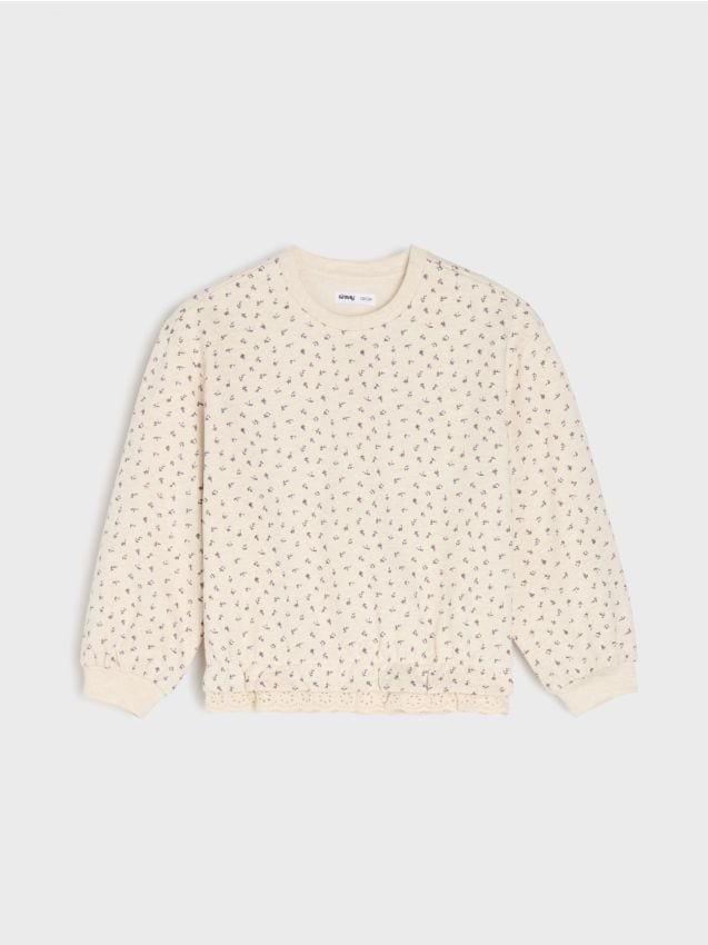 Sinsay - Hanorac din bumbac cu motiv floral - bej