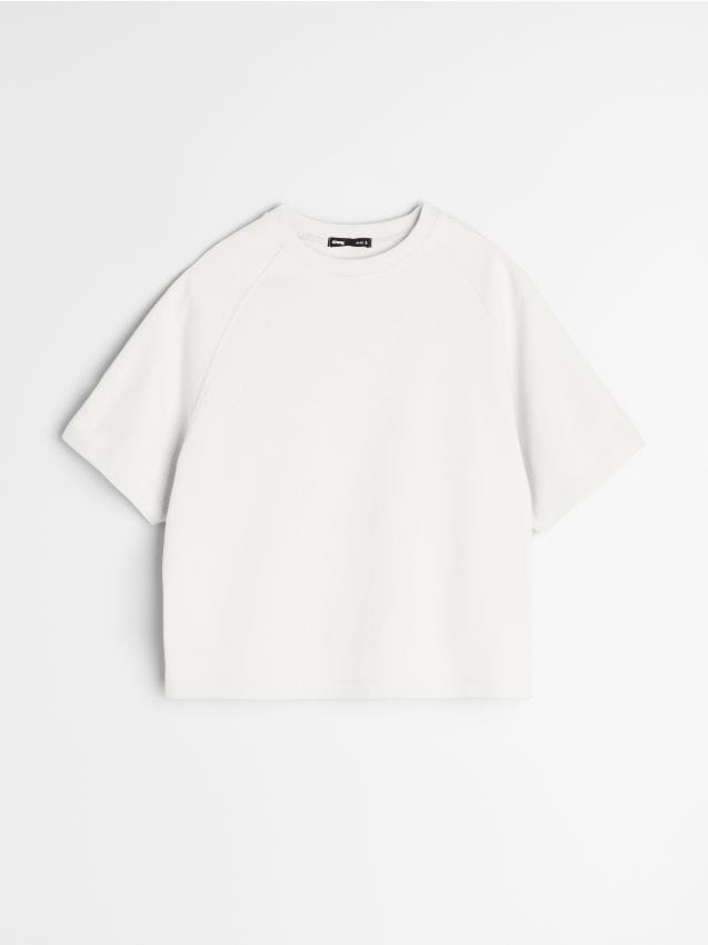 Sinsay - Tricou cu mânecă scurtă - crem