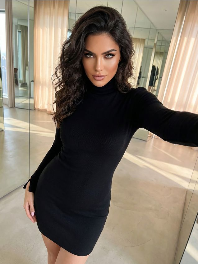 Sinsay - Rochie cu golf - negru