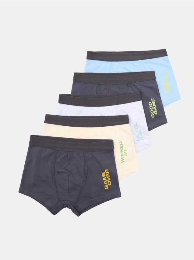 Sinsay - Boxeri din bumbac cu motiv de gaming 5 pachete - negru-antracit