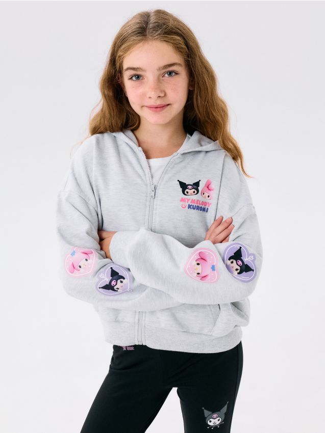 Top da jogging con zip e cappuccio My melody and Kuromi - grigio chiaro