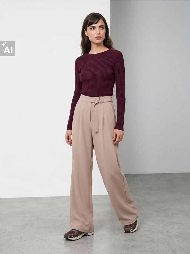 Sinsay - Pulover cu model în dungi și viscoză - violet-orhidee