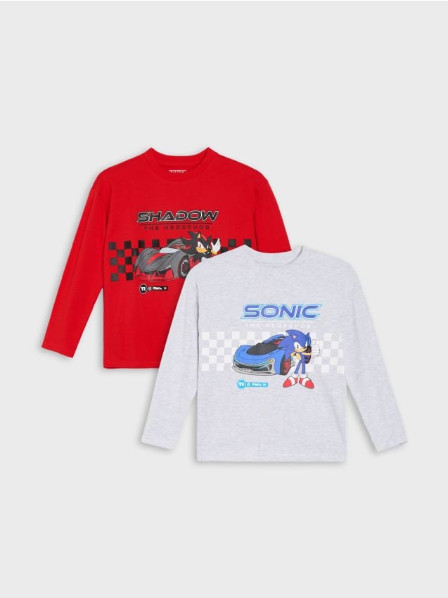 Sinsay - Tricouri lejere din bumbac cu mânecă lungă, set de 2 Sonic the Hedgehog - multicolor