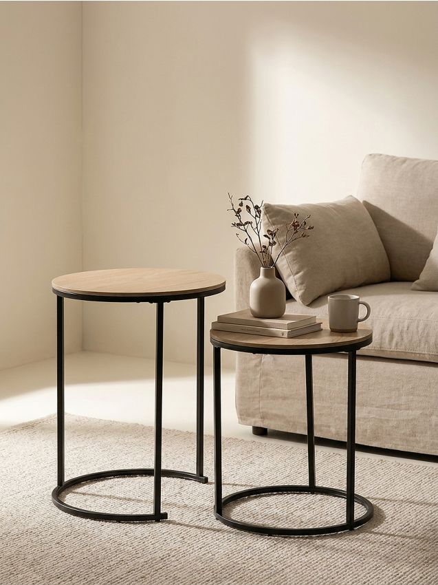 Sinsay - Set de măsuțe de cafea rotunde 2 pack - bej