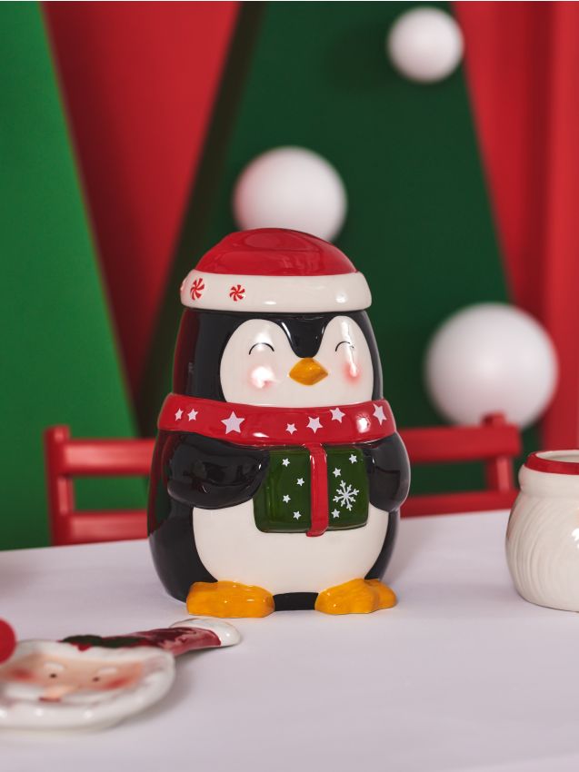 Contenitore portaoggetti a forma di pinguino - rosso