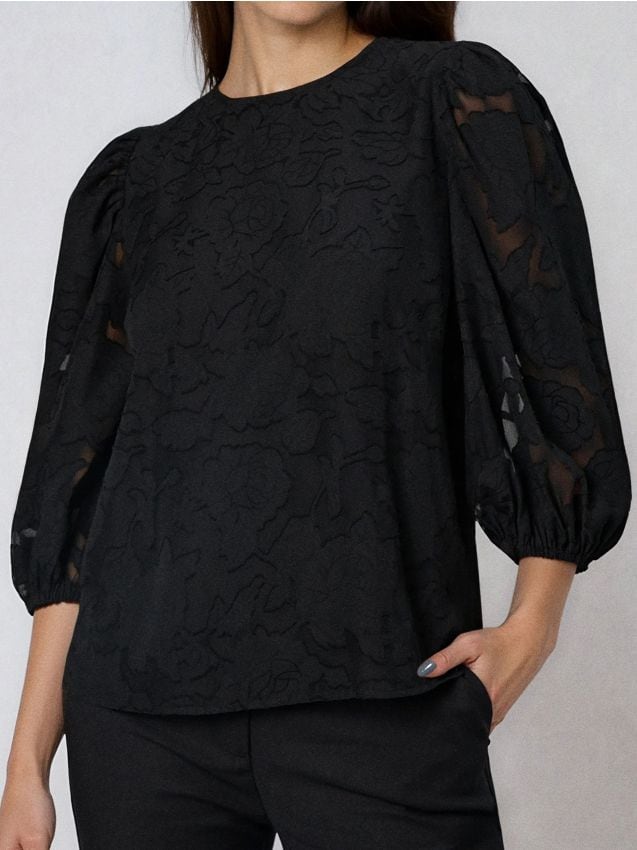 Sinsay - Blúzka s pufovanými rukávmi - čierna