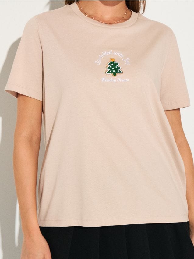 Sinsay - Bavlnené tričko - béžová