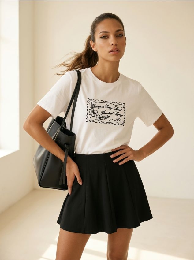 Sinsay - Tricou din bumbac cu broderie - alb