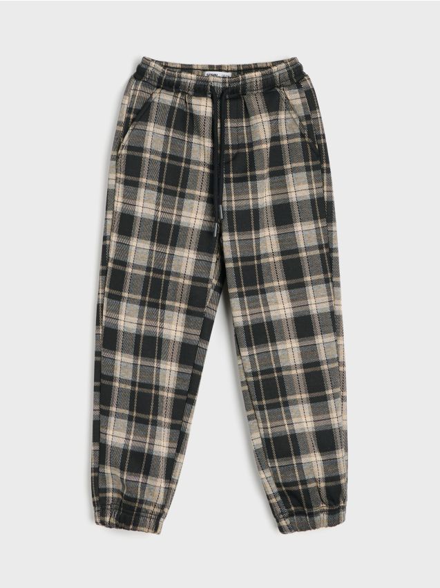 Sinsay - Pantaloni oversize cu amestec de viscoză în carouri - multicolor