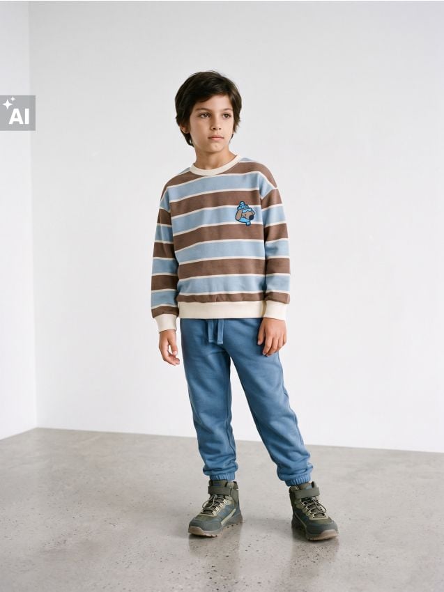 Sinsay - Bluză loose fit în dungi cu imprimeu cu un câine îmbrăcat - multicolor