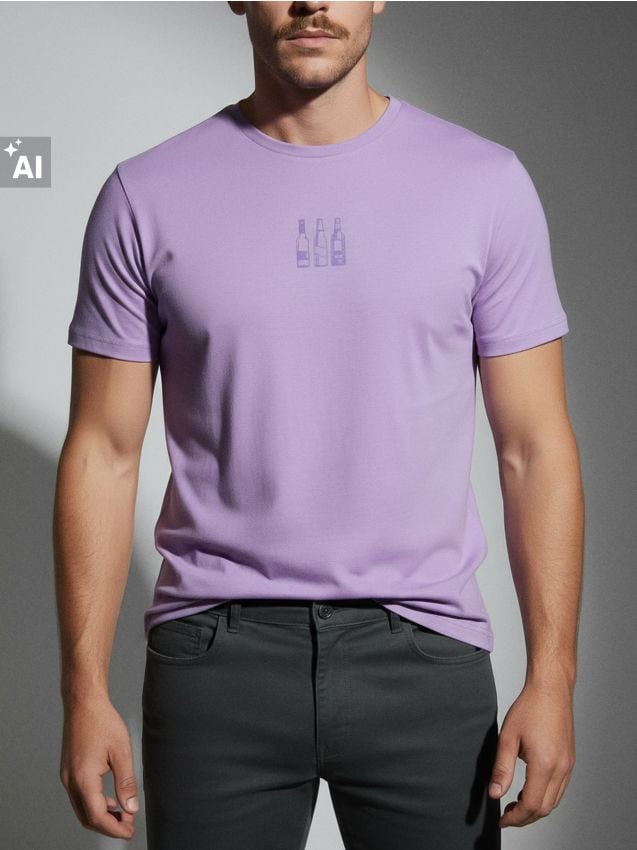Sinsay - Tricou din bumbac cu imprimeu - violet-prună