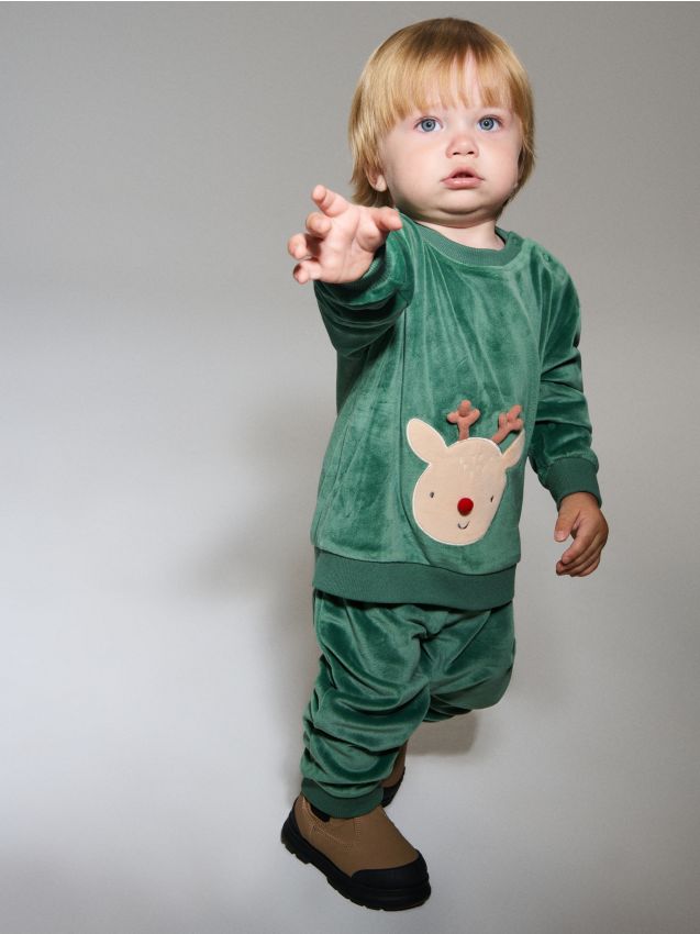 Sinsay - Set bluză și pantaloni sport - green spruce