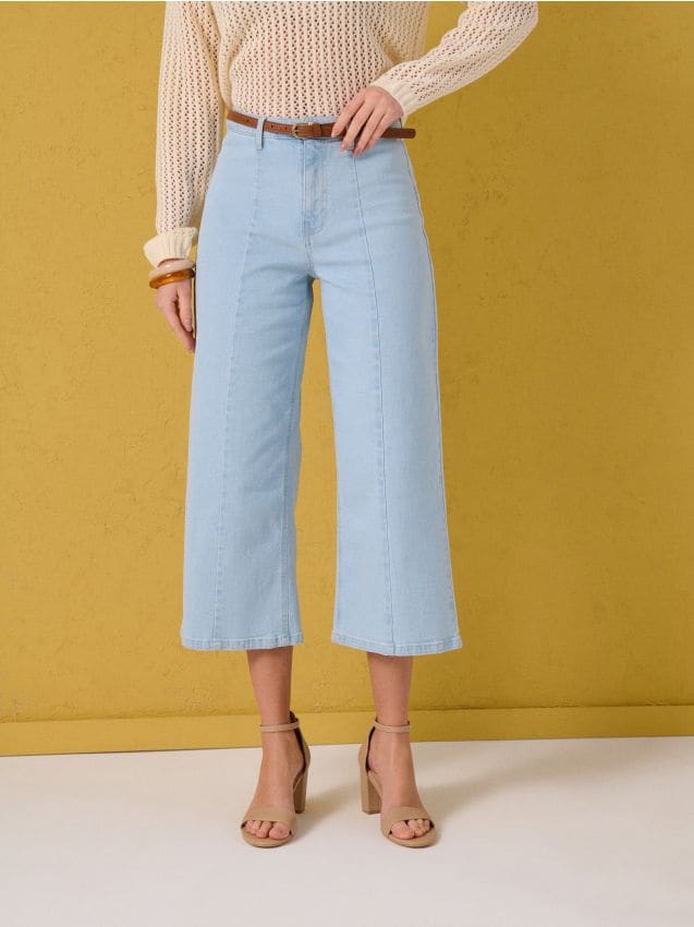 Sinsay - Blugi culotte - albastru