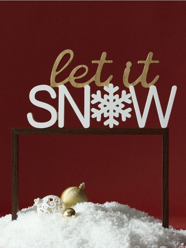 Sinsay - Decorațiune de Crăciun de sine stătătoare în forma inscripției Let it snow - alb