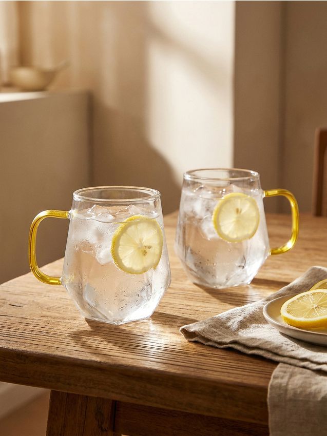 Sinsay - Căni din sticlă cu bază geometrică 2 pack - clear