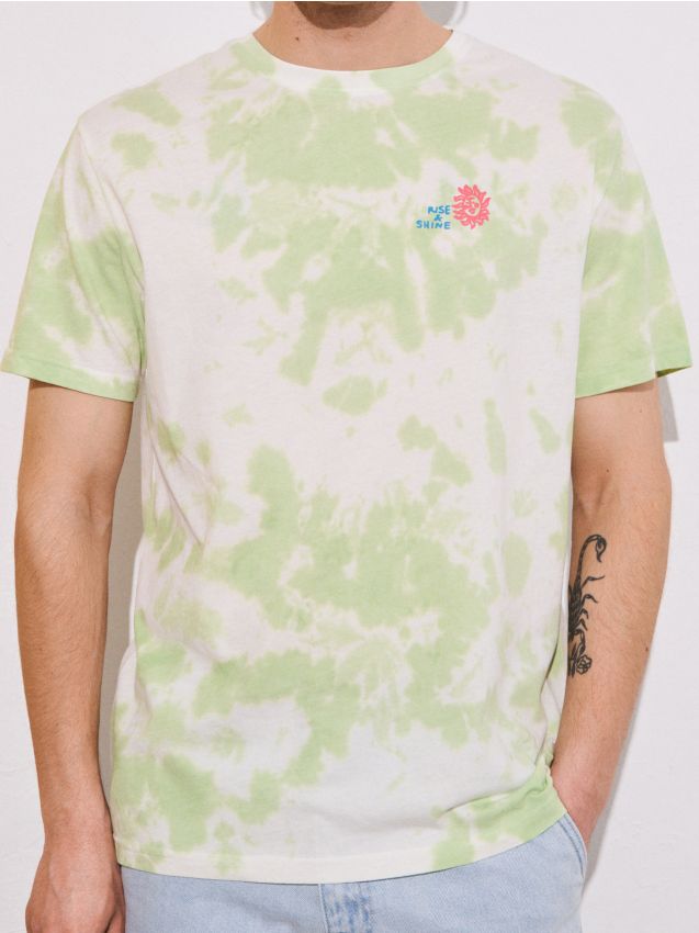 Sinsay - Tricou tie-dye - verde-pal