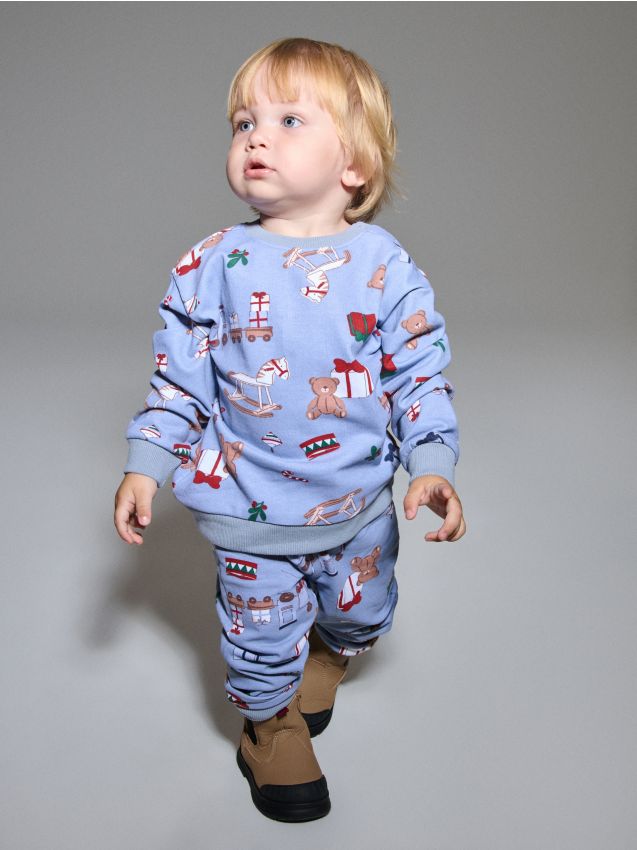 Sinsay - Set bluză și pantaloni sport - albastru-pal