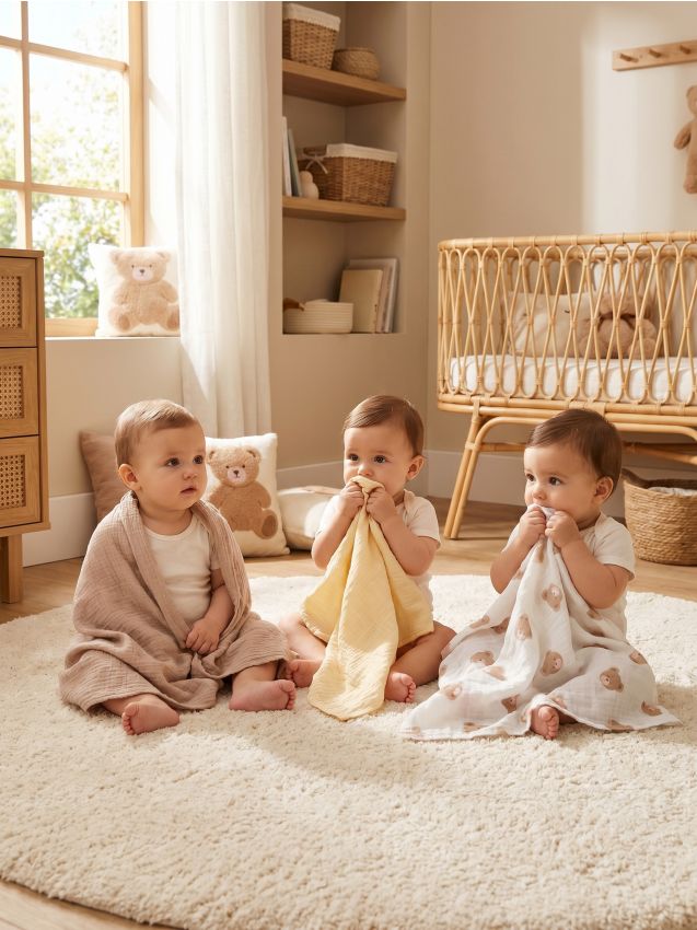 Sinsay - Set de scutece din tifon cu model ursuleți 3 pack - bej