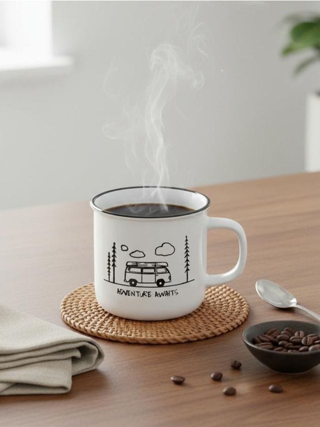 Sinsay - Cană ceramică cu motiv de călătorie - multicolor