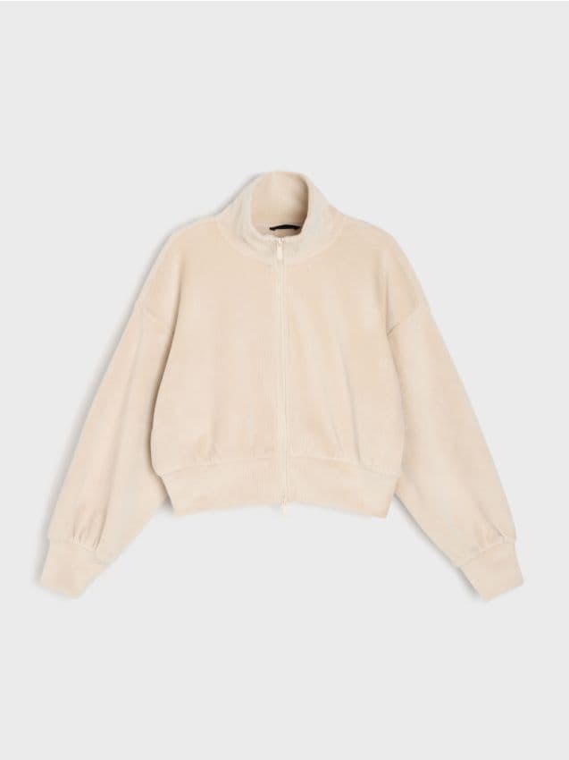 Sinsay - Bluză sport oversized cu garnituri striate - bej