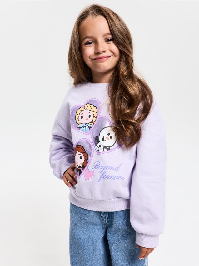 Sinsay - Bluză crewneck cu imprimeu Frozen - lavand