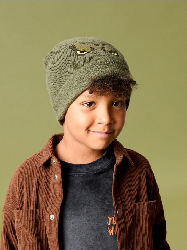 Sinsay - Căciulă beanie cu motiv dragon - kaki