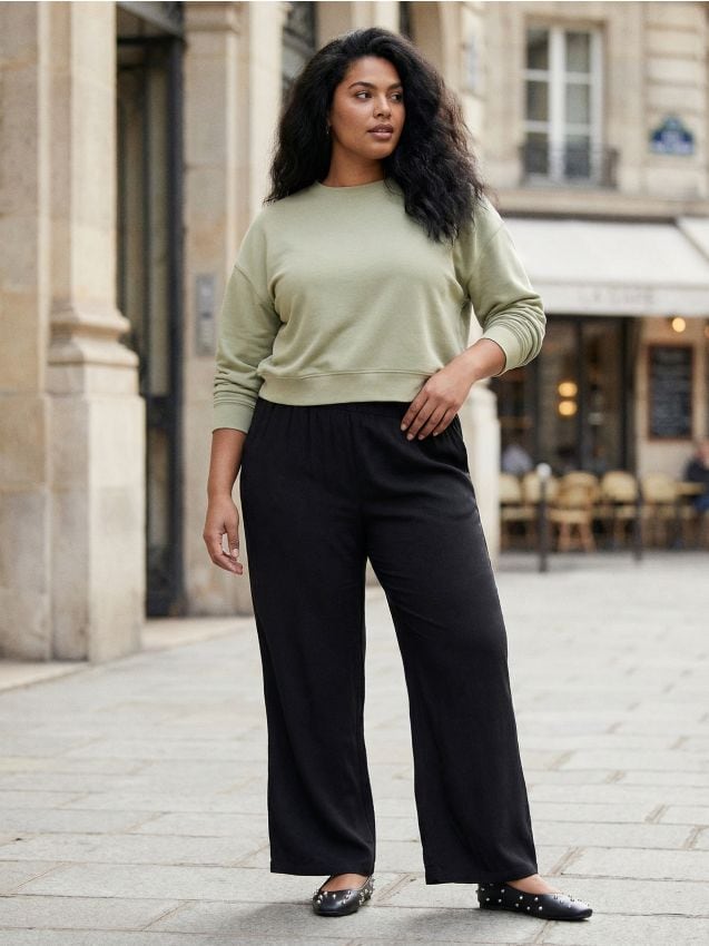 Sinsay - Blugi bootcut cu talie înaltă plus size - negru