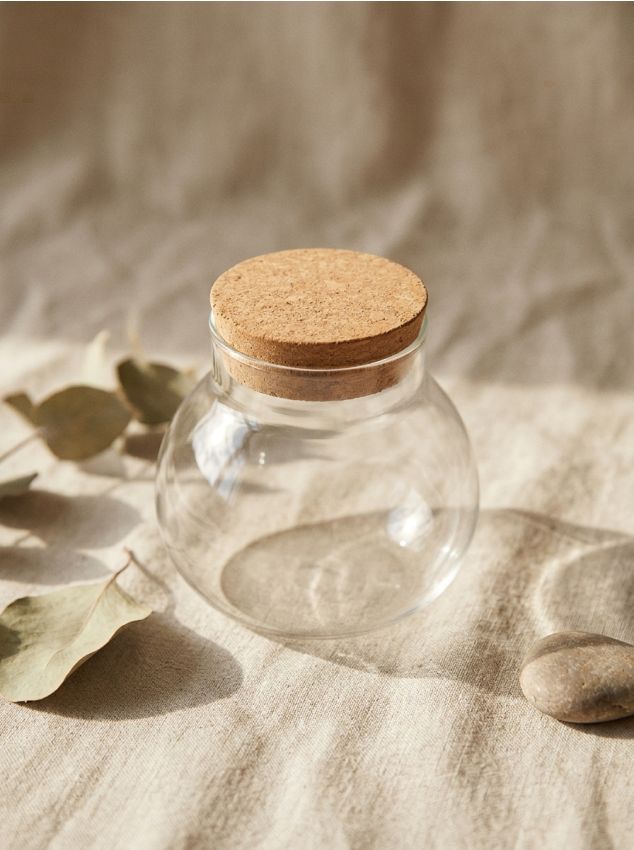 Sinsay - Recipient rotund din sticlă pentru alimente cu capac - clear