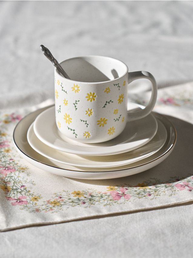 Sinsay - Cană cu imprimeu floral - galben