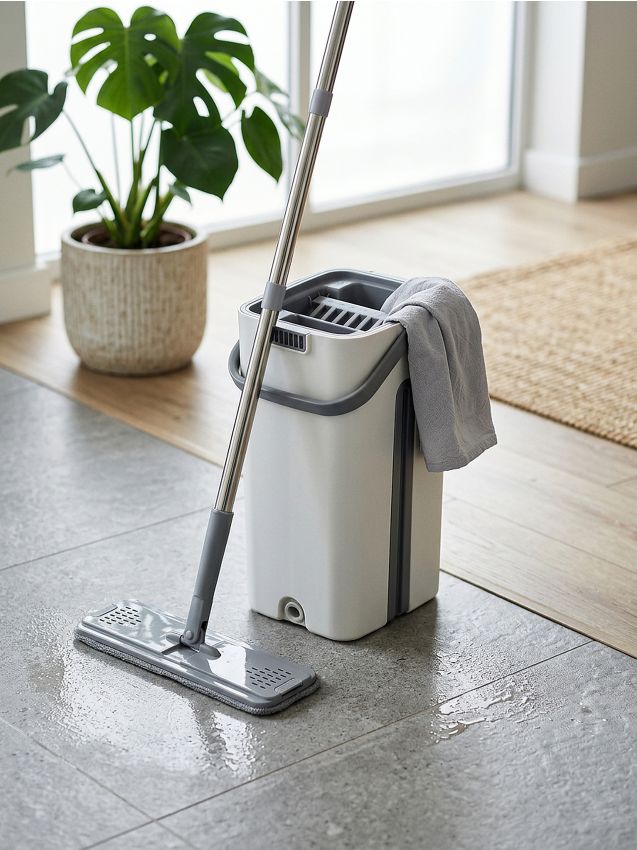 Sinsay - Mop cu găleată - gri deschis