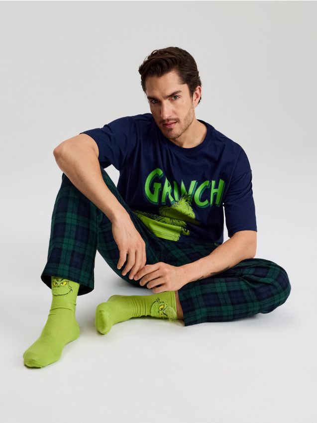 Sinsay - Wysokie skarpety z motywem świątecznym 2 pack Grinch - wielobarwny