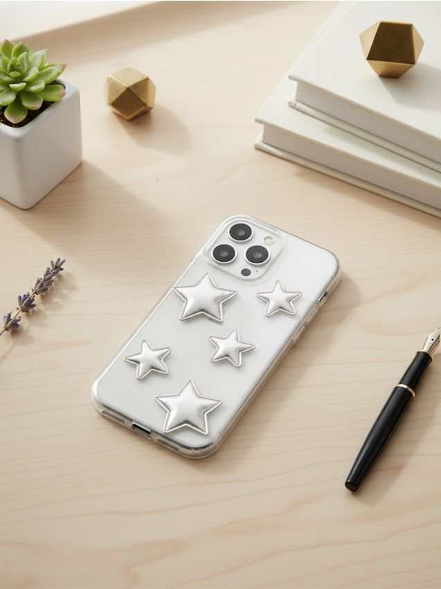 Sinsay - Husă transparentă pentru diverse telefoane cu model de stele - argintiu