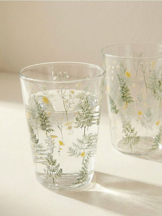 Sinsay - Pahare cu model floral 2 pack - verde