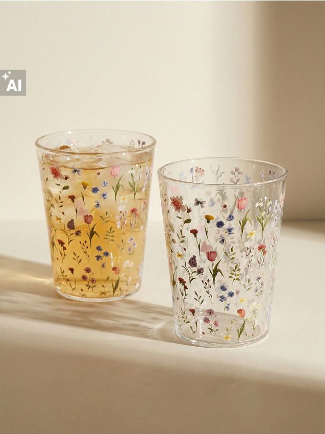 Sinsay - Pahare cu model floral 2 pack - multicolor