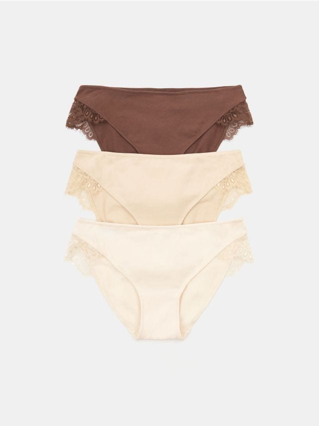 Sinsay - Bawełniane majtki figi 3 pack - wielobarwny