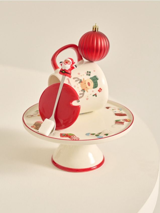 Sinsay - Vianočný hrnček s lyžičkou a viečkom - viacfarebná