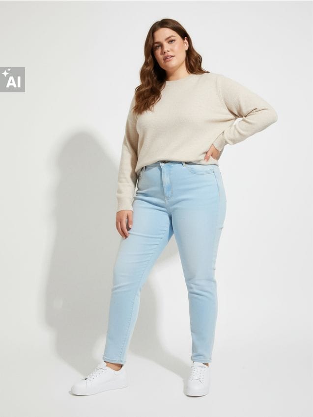 Sinsay - Blugi mom fit Plus size - albastru