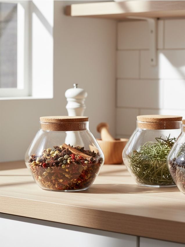 Sinsay - Recipient din sticlă pentru alimente cu capac din plută - clear