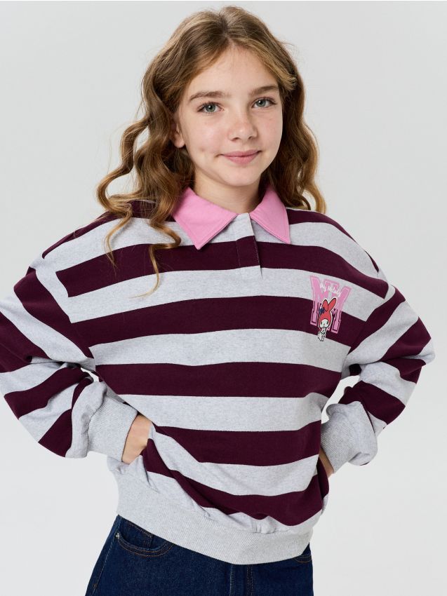 Sinsay - Bluză polo în dungi cu bumbac My Melody - multicolor