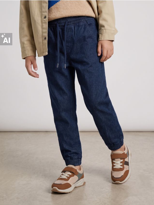 Sinsay - Blugi jogger cu efect spălat - bleumarin