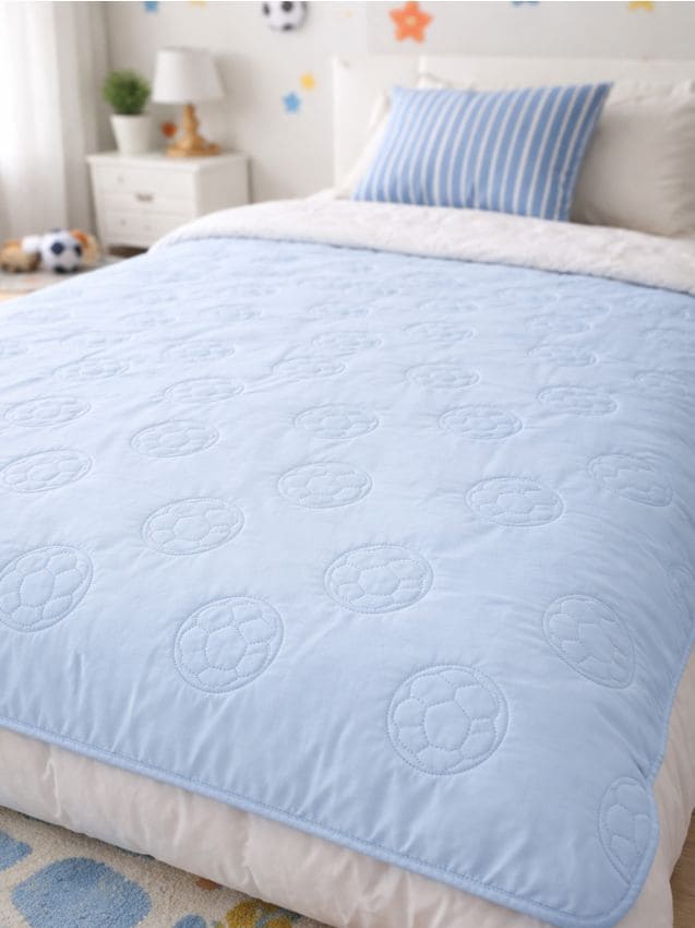 Sinsay - Cuvertură de pat cu motiv de fotbal - albastru-pal