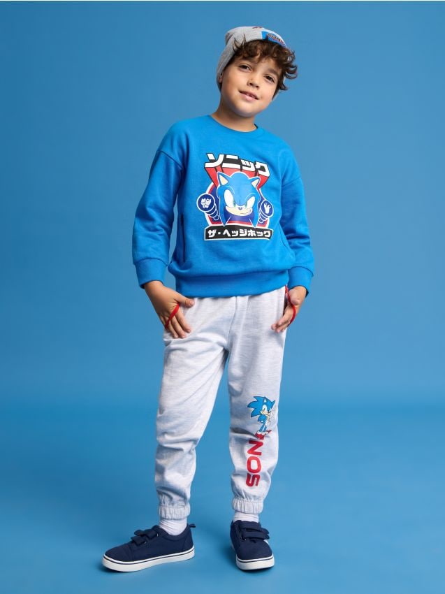 Sinsay - Bluză crewneck cu imprimeu Sonic the Hedgehog - albastru