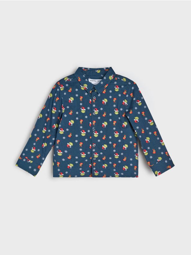 Sinsay - Bavlnená košeľa Grinch - tmavomodrá