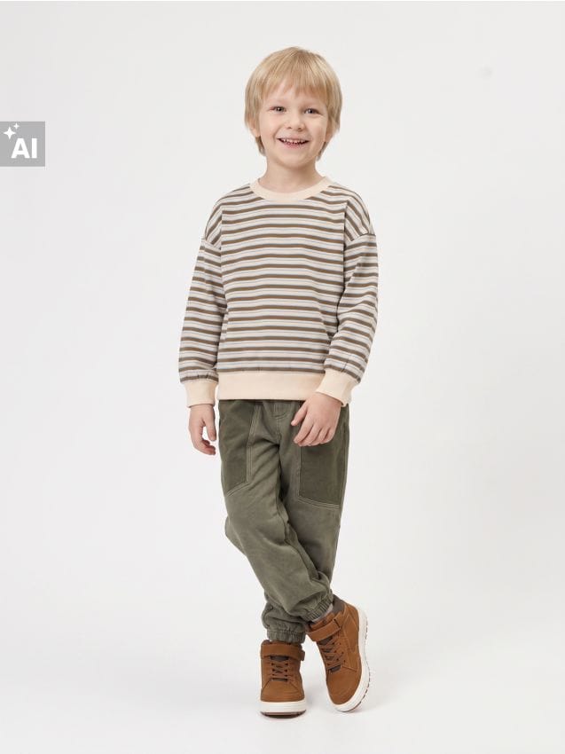Sinsay - Blugi jogger loose din bumbac - verde