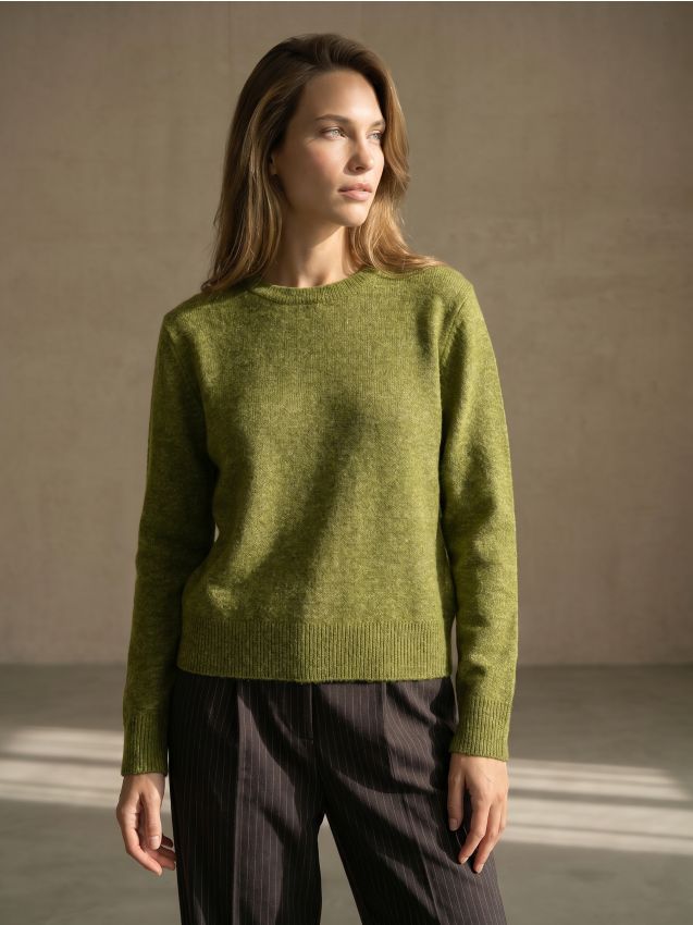 Sinsay - Pulover chunky cu amestec de lână - verde-oliv deschis
