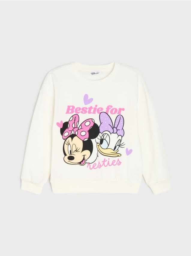Sinsay - Bluză crewneck cu bumbac Disney - crem