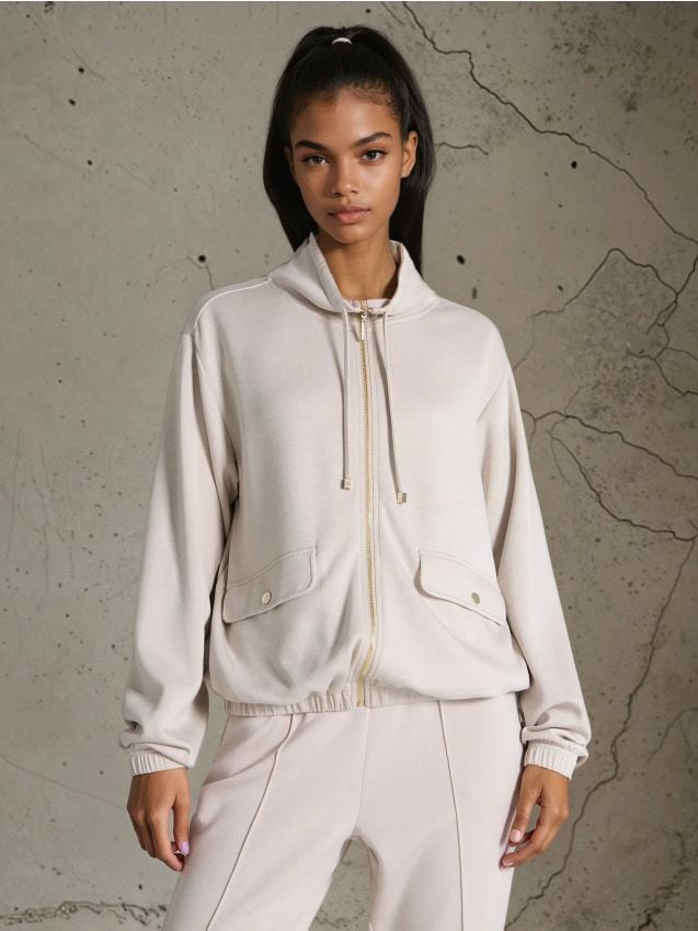 Sweatjacke mit Reißverschluss und Stehkragen soft touch - SINSAY