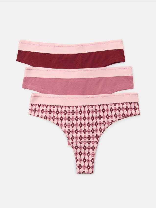 Sinsay - Chiloți brazilieni din bumbac – set de 3 bucăți - multicolor