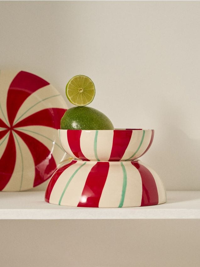 Sinsay - Vianočná dolomitová miska s motívom cukríka - viacfarebná