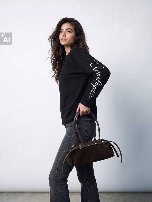Sinsay - Tricou din bumbac cu inscripție pe mâneci - negru